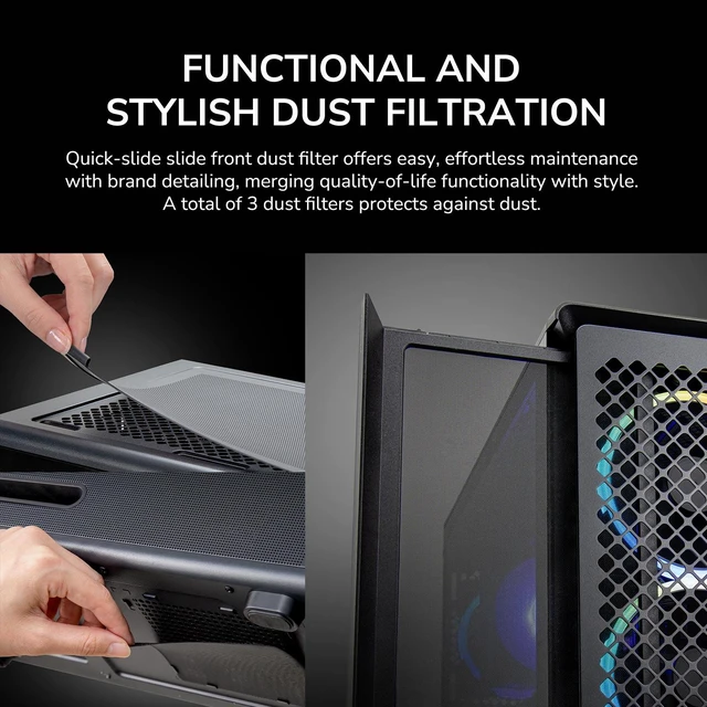 Alt view image 5 of 7 - COUGAR DUOAIR RGB Mid-Tower Case, 5 Fans Preinstalled, 410mm Graphic Card Supported, 360mm Water Cooling Supported, Dual Front Panels (Mesh/Glass), Black
