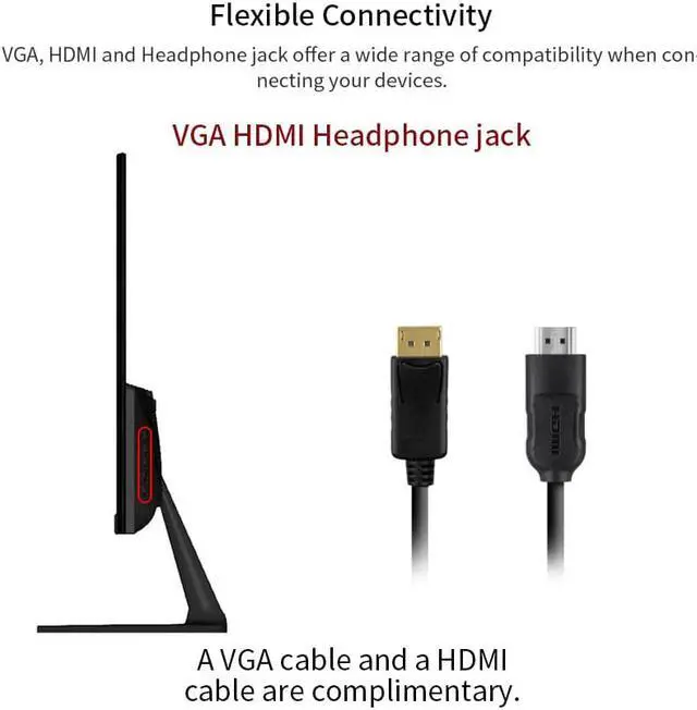 Alt view image 6 of 7 - LUCKYFIVE 22 Inch 75Hz FHD 1080P Computer Monitor, IPS Panel, Support HDMI And VGA, 3-Sided Border-Less