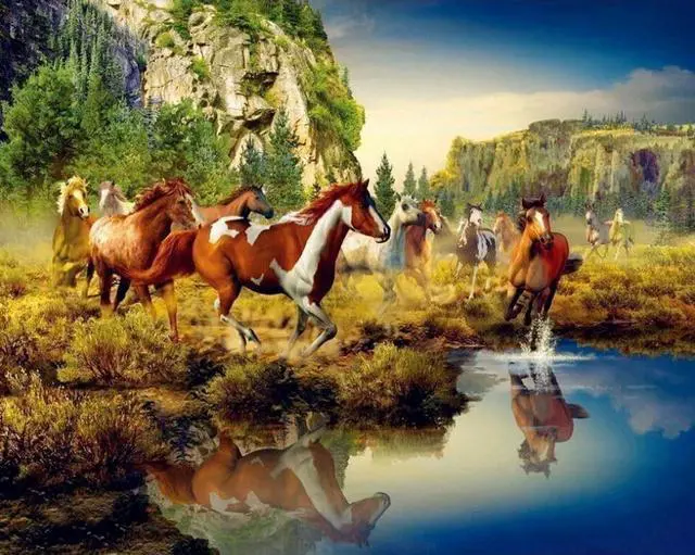Main image of Herd of Horses Paint by Numbers (40x50cm no frame)