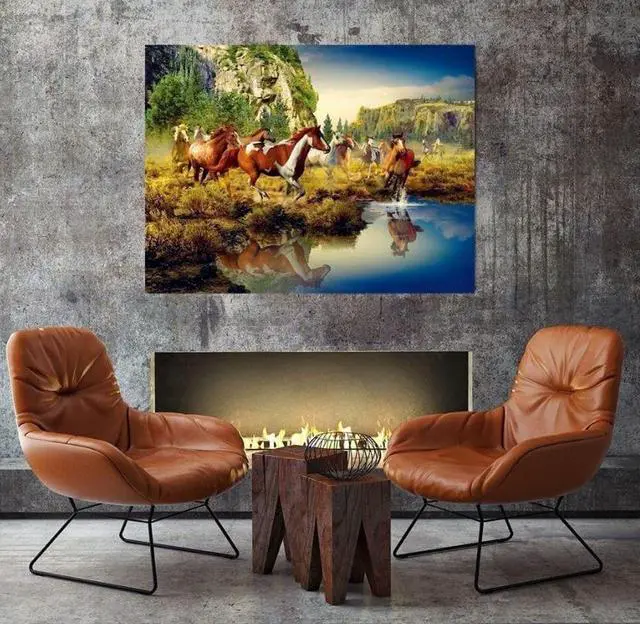 Alt view image 6 of 6 - Herd of Horses Paint by Numbers (40x50cm no frame)