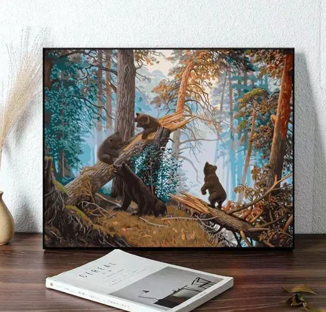 Alt view image 6 of 6 - Bears Paint by Numbers (40x50cm no frame)