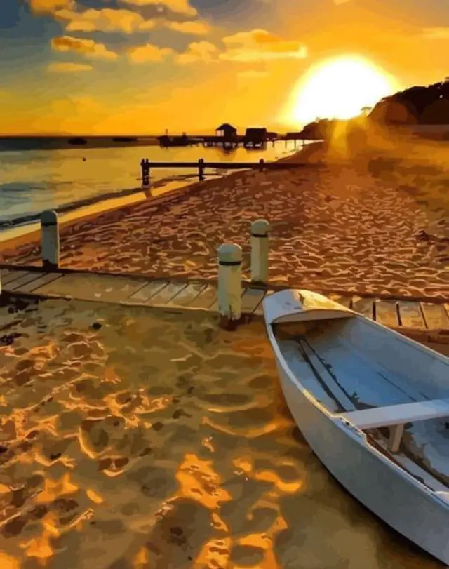Main image of Sunset Beach Paint by Numbers (40x50cm no frame)