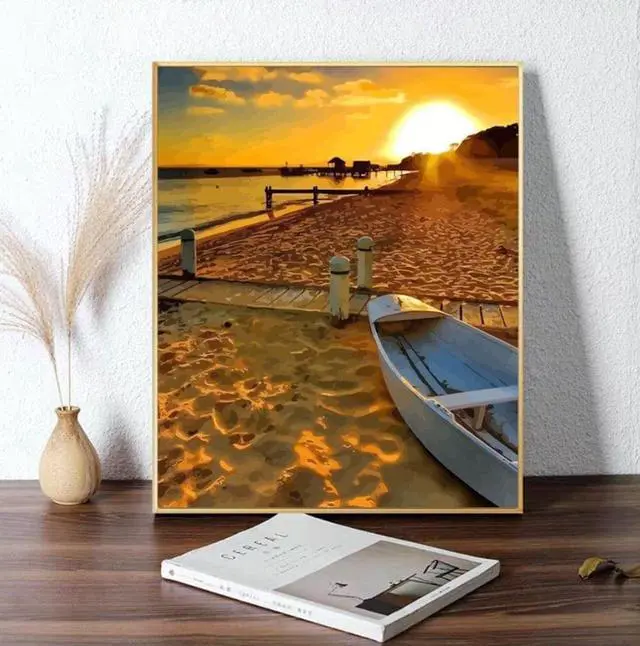 Alt view image 6 of 6 - Sunset Beach Paint by Numbers (40x50cm no frame)