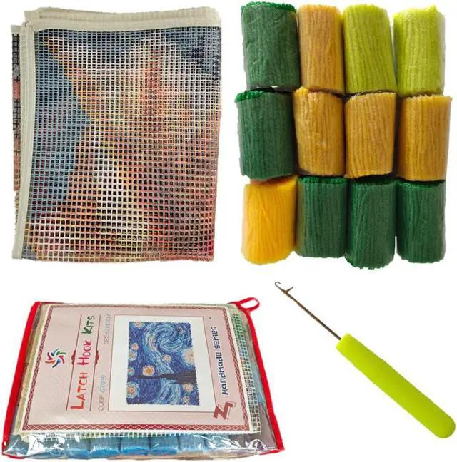 Alt view image 6 of 7 - Rug Making Latch Hooking Kit | Sleeping Cat (52x38cm printed canvas)