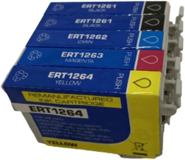 Main image of 5 Pack High-Yield Black Cyan Magenta Yellow Ink Cartridge For Epson 126 1261 - 1264 Compatible with Epson WorkForce WF 3520 3540 7010 7510 60 435 545 630 633 635 645 840 845 Stylus NX430 330