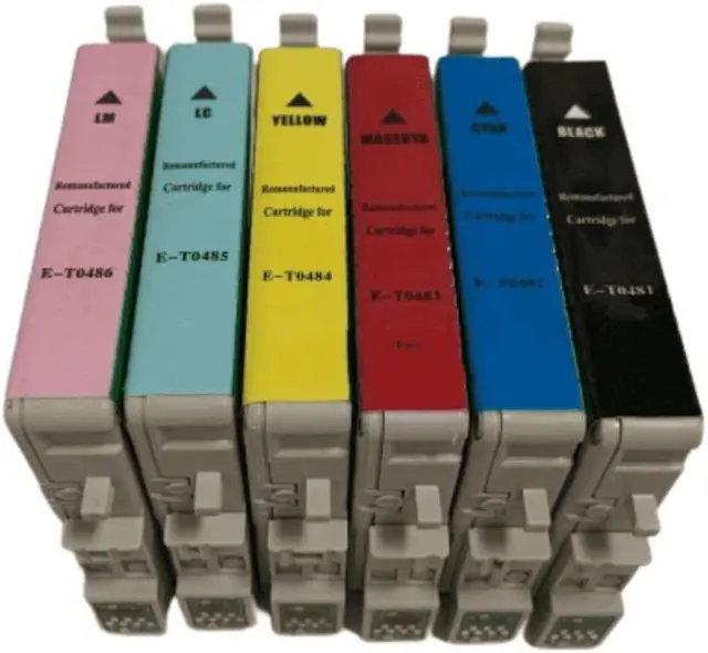 Main image of 6 Pack Black Cyan Magenta Yellow Photo-Cyan Photo-Magenta Ink Cartridge For Epson T0481 - T0486 Compatible with Epson Stylus Photo R200 R220 R300 R300M R320 R340 RX500 RX600 RX620