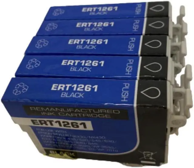 Main image of 5 Pack High-Yield Black Ink Cartridge For Epson 126 1261 Compatible with Epson WorkForce WF 3520 3540 7010 7510 60 435 545 630 633 635 645 840 845 Stylus NX430 330