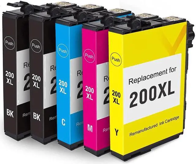Main image of 5 Pack High-Yield Black Cyan Magenta Yellow Ink Cartridge For Epson 200XL T200XL120 - T200XL420 Compatible with Epson Expression Home XP200 300 310 400 410 WF2520 2530 2540
