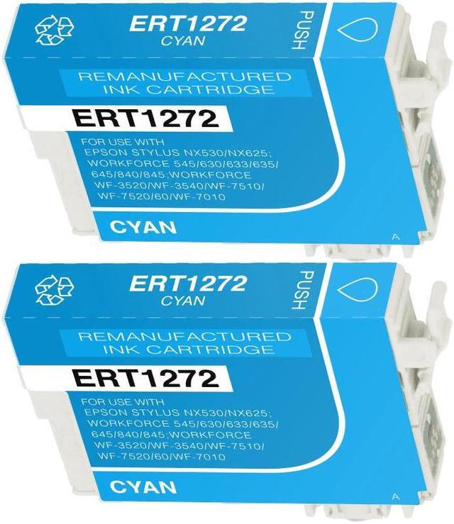 Main image of 2 Pack Extra High-Yield Cyan Ink Cartridge For Epson 127 1272 Compatible with Epson WorkForce 545 630 633 635 645 840 845 3520 3540 60 7010 7510 7520 Stylus NX530 625