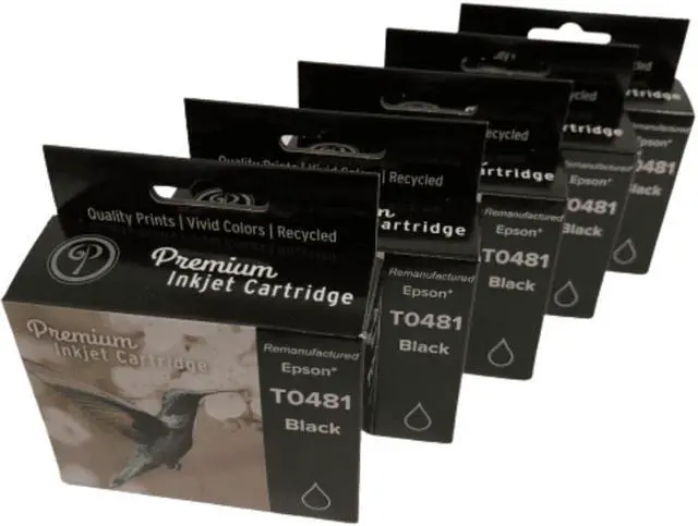 Main image of 5 Pack Black Ink Cartridge For Epson T0481 Compatible with Epson Stylus Photo R200 R220 R300 R300M R320 R340 RX500 RX600 RX620