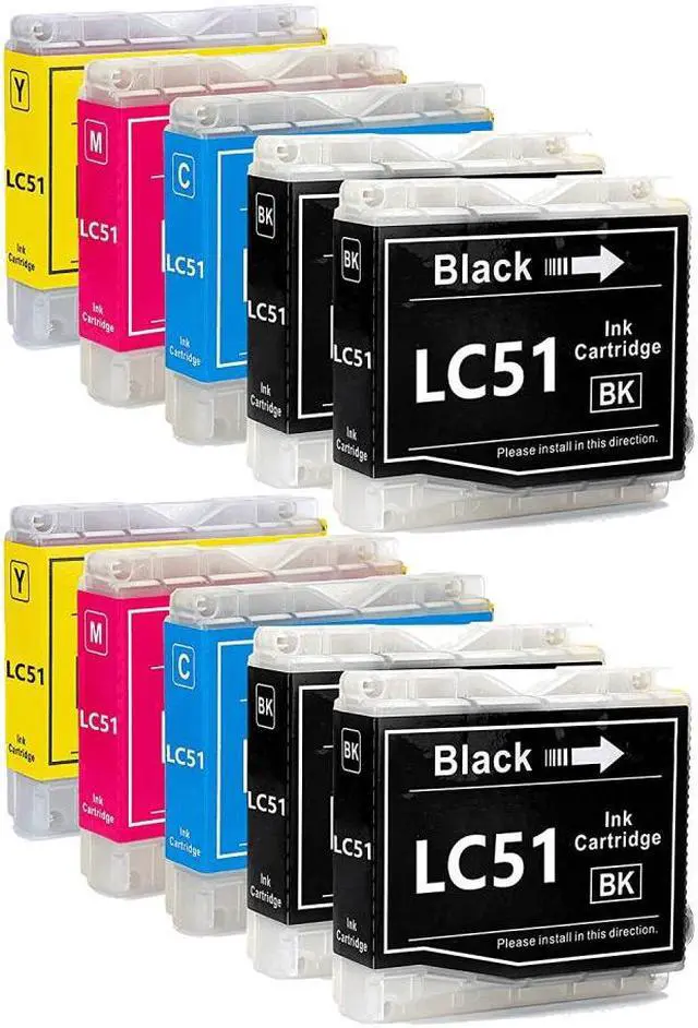 Main image of 10 Pack Black Cyan Magenta Yellow Ink Cartridge For Brother LC51 LC-51 Compatible with Brother DCP 130C 330C 350C 540CN 560CN Intellifax 1360 1860C 1960C 2480C 2580C MFC 230C 240C 3360C 440CN Series