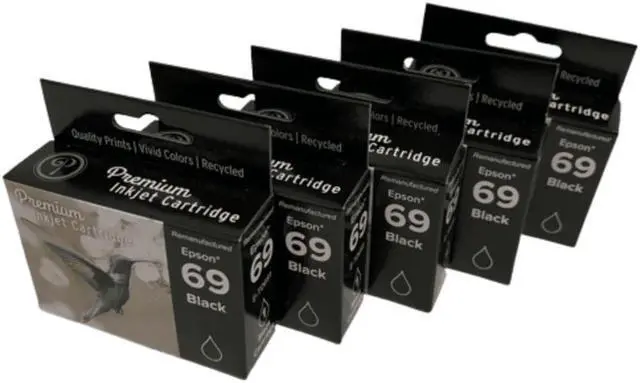 Main image of 5 Pack Black Ink Cartridge For Epson 69 T0691 Compatible with Epson Stylus CX5000 6000 7000F 7400 7450 8400 9400F 9475F NX100 105 110 115 200 215 300 305 400 410 415 510 515 WorkForce 310 315 Series