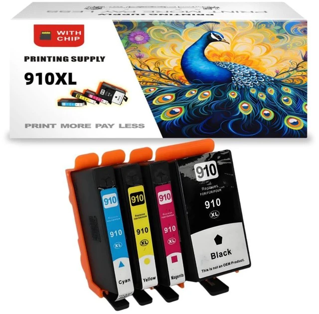 Main image of 910 XL Ink Cartridge Compatible for HP 910XL, Fits for HP Officejet 8010 8012 8013 8015 8020 8022 OfficeJet Pro 8020 8021 8022 8023 8024 8025 8026 8028 8030 8035, 4 Pack Black/Cyan/Magenta/Yellow