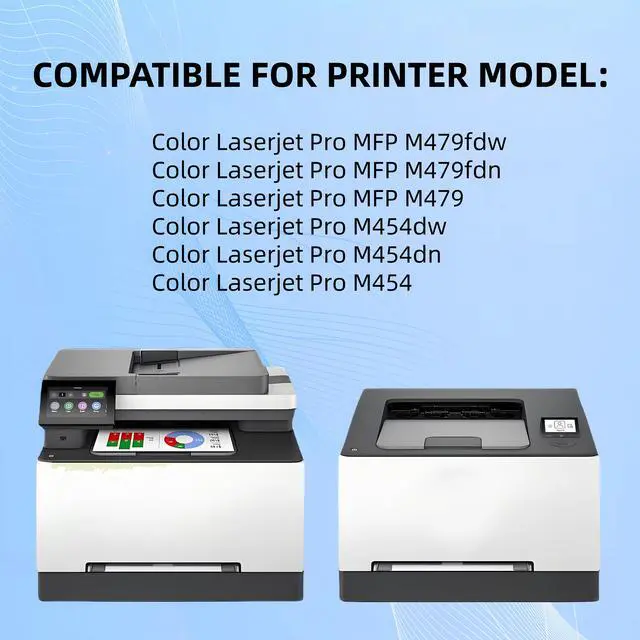 Alt view image 3 of 4 - 4 Pack / 4 x High-Yield Toner Cartridge Set with Chip for HP 414X W2020X - W2023X, For HP Color LaserJet Pro M454dn, M454dw, M479fdn, M479dw, M479fdw, M455dn, M480f. Black Cyan Magenta Yellow Included