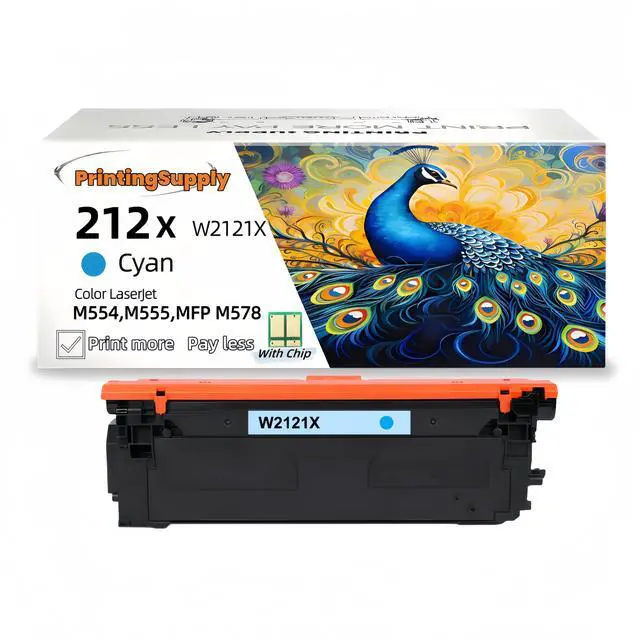 Main image of High-Yield Cyan Toner Cartridge (WITH CHIP) Compatible With HP W2121X (212X) For Use With HP Color LaserJet Enterprise M578c, M578z, M554dn, M555dn, M555x, M578dn, M578f