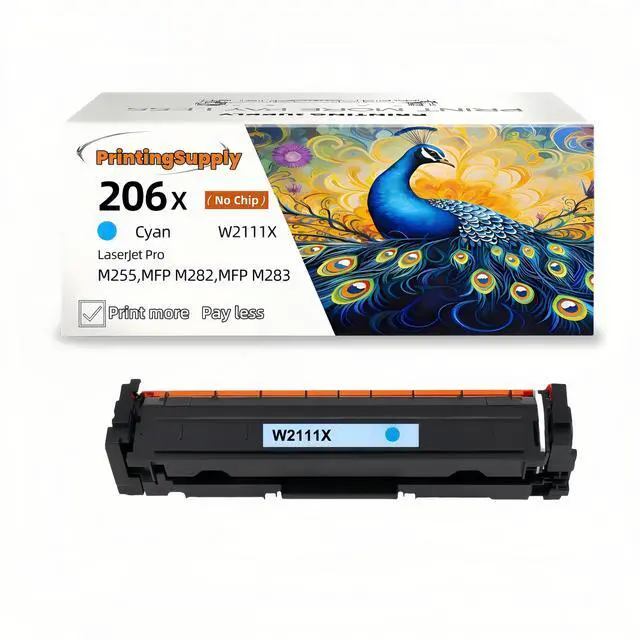 Main image of New High-Yield Cyan Toner Cartridge (No Chip Included) For HP 206X W2111X Compatible with HP Color LaserJet Pro M255dw M255nw MFP M282nw 283fdn 283cdw 283fd Printers