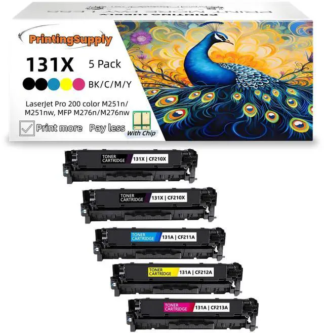 Main image of 5 Pack New 2BK+CMY 131X 131A Toner Cartridge For HP 131X 131A Compatible with HP LaserJet Pro 200 color M251n M251nw MFP M276n MFP M276nw imageClass MF8280Cw