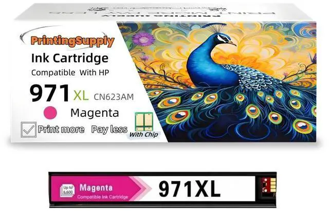 Main image of 1 Pack 971XL Magenta Ink Cartridge Replacement for HP 971 XL Ink Tank for Officejet Pro X451dw X451dn X476dw X476dn X576dw X551dw Printers Ink