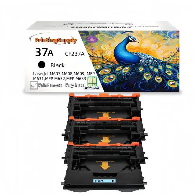 Main image of 3 Pack 37A CF237A Black Toner Cartridge Compatible for HP 37A Fits for HP LaserJet Enterprise M607n M607dn M608dn For HP LaserJet Enterprise MFP M632h M632fht M631z With Chip