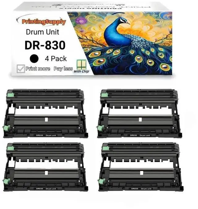 Main image of 4 Pack DR-830 Black Drum Unit Compatible for Brother DR830 Fits Brother DCP-L2640DW DCP-L2647DW HL-L2400D HL-L2405W HL-L2420DW HL-L2460DW HL-L2460DW XL MFC-L2760DW MFC-L2807DW MFC-L2820DW 15,000 Pages