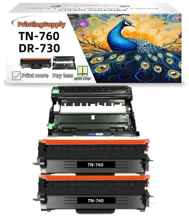 Main image of 2 Pack High Yield TN760 Black Toner&1 Pack DR730 Drum Unit Compatible for Brother TN-760 DR-730 Fits for Brother HL-L2325DW HL-L2350DW HL-L2370DW HL-L2370DWXL HL-L2390DW HL-L2395DW