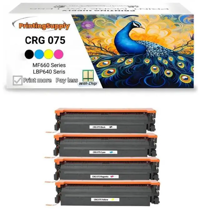 Main image of 4Pack 075 BKCMYToner Cartridge Compatible for Canon 075 Work with Canon Color imageCLASS LBP640 LBP640C LBP646Cdw LBP647Cdw MF660 MF660C MF662Cdw MF663Cdw MF665Cdw