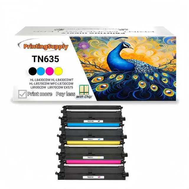 Main image of 4 Pack TN635 BKCMY Toner Cartridge Compatible for Brother TN635 Work with Brother HL-L8430CDW HL-L8430CDWT HL-L8570CDW MFC-L8730CDW L8930CDW L8970CDW EX575