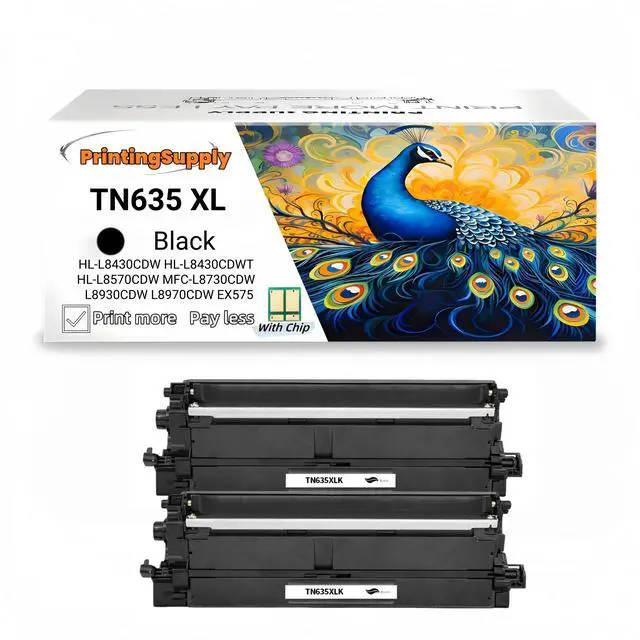 Main image of 2 Pack TN635XL Black Toner Cartridge Compatible for Brother TN635 Work with Brother HL-L8430CDW HL-L8430CDWT HL-L8570CDW MFC-L8730CDW L8930CDW L8970CDW EX575