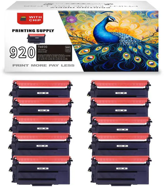 Main image of 10 PK TN920 Black Toner Cartridge Compatible for Brother TN920, Fits for Brother TN-920XL TN-920 for HL-L6210DW HL-L6210DWT HL-L5210DN HL-L5210DW HL-L5210DWT With Chip