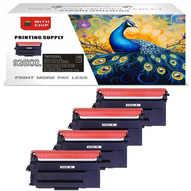Main image of 4 PK Compatible TN920XXL Black Toner Cartridge for Brother TN920 TN920XL TN920XXL TN920UXXL HL-L6210DW HL-L6210DWT HL-L5210DN HL-L5210DW HL-L5210DWT with Chip