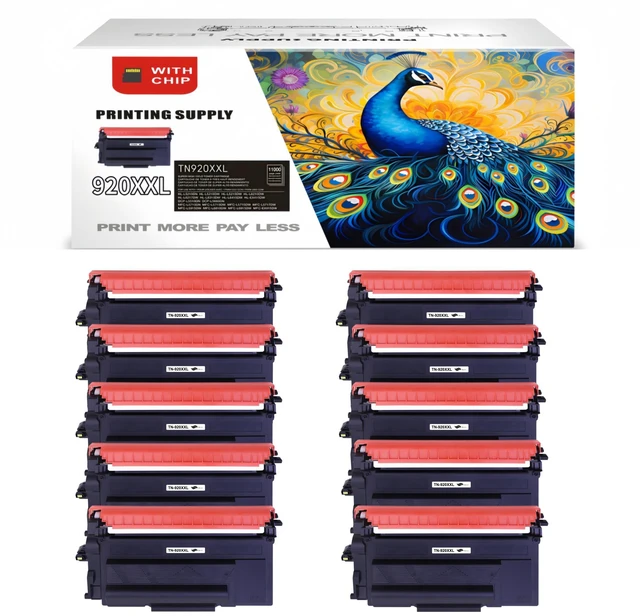 Main image of 10 PK Compatible TN920XXL Black Toner Cartridge for Brother TN920 TN920XL TN920XXL TN920UXXL HL-L5210DN HL-L5210DW HL-L5210DWT HL-L5215DW HL-L6210DW HL-L6210DWT HL-L6217DW HL-L6310DW with Chip