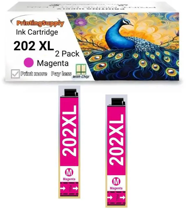 Main image of 202XL T202XL High Yield Ink Cartridge Compatible for Epson 202 XL T202 XL Workforce WF-2860 Expression Home XP-5100 2 Pack 202XL Magenta