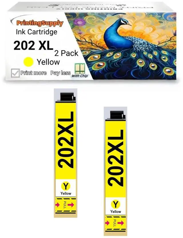 Main image of 202XL T202XL High Yield Ink Cartridge Compatible for Epson 202 XL T202 XL Workforce WF-2860 Expression Home XP-5100 2 Pack 202XL Yellow