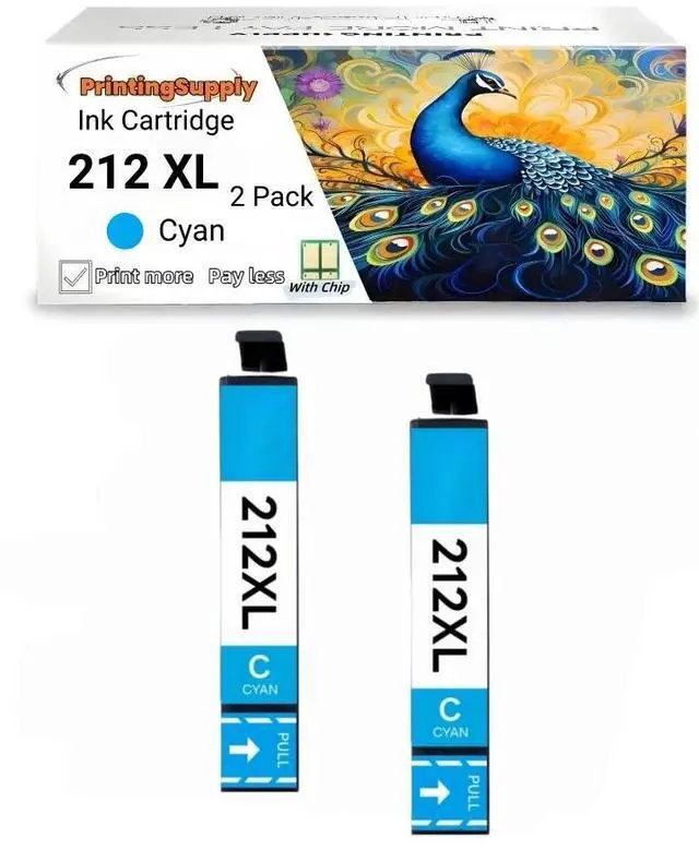 Main image of 212XL T212XL High Yield Ink Cartridge Compatible for Epson Expression Home XP-2100 XP-3100 XP-3105 XP-4100 XP-4105 WorkForce WF-2810 WF-2830 WF-2850 2 Pack 212XL Cyan