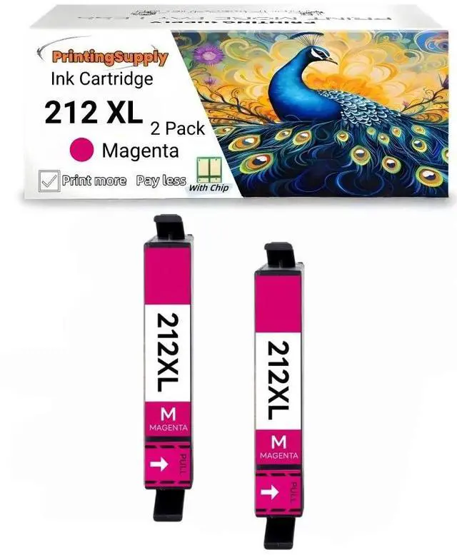 Main image of 212XL T212XL High Yield Ink Cartridge Compatible for Epson 202XL Expression Home XP-2100 XP-3100 XP-3105 XP-4100 XP-4105 WorkForce WF-2810 WF-2830 WF-2850 2 Pack 212XL Magenta