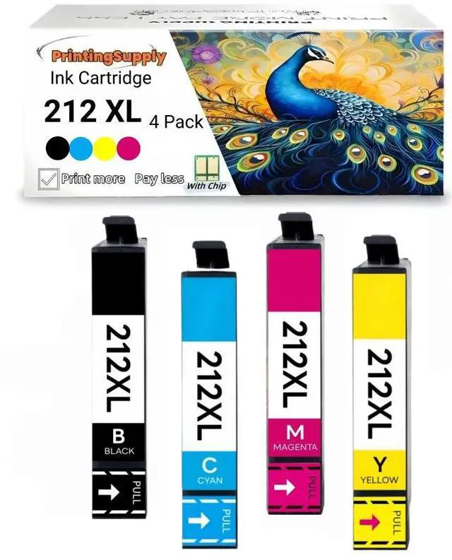 Main image of 212XL T212XL High Yield Ink Cartridge Compatible for Epson Expression Home XP-2100 XP-3100 XP-3105 XP-4100 XP-4105 WorkForce WF-2810 WF-2830 WF-2850 4 Pack 212XL BKCMY