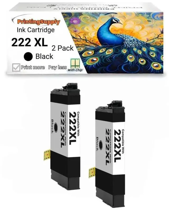 Main image of 222XL Ink Cartridge Compatible for Epson 222 XL 222 XL Expression XP-5200 WorkForce Pro WF-2960 2 Pack Black