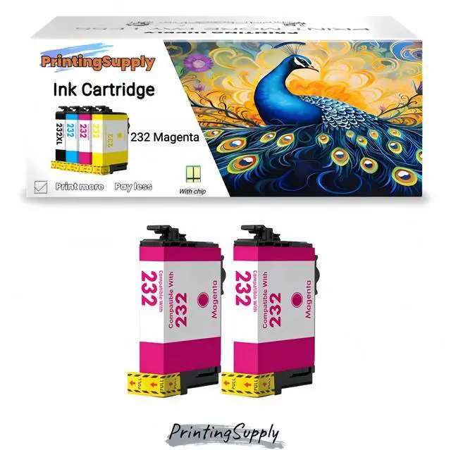 Main image of 2PK 232 Magenta Ink Cartridges Compatible for Epson 232XL 232 XL T232XL T232 XL Expression Home XP-4200 XP-4205 WorkForce Pro WF-2930 WF-2950