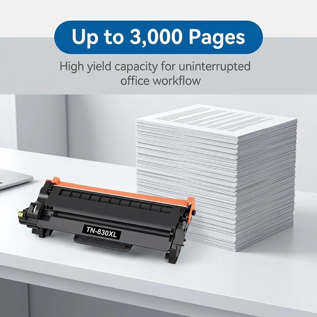 Alt view image 3 of 7 - 5 Pack High Yield TN-830 XL Black Toner Cartridge Compatible for Brother TN830 XL Fits for Brother HL-L2400D HL-L2405W HL-L2460DW HL-L2460DWXL HL-L2865DW MFC-L2820DW MFC-L2820DWXL DCPL2640 3,000 Pages