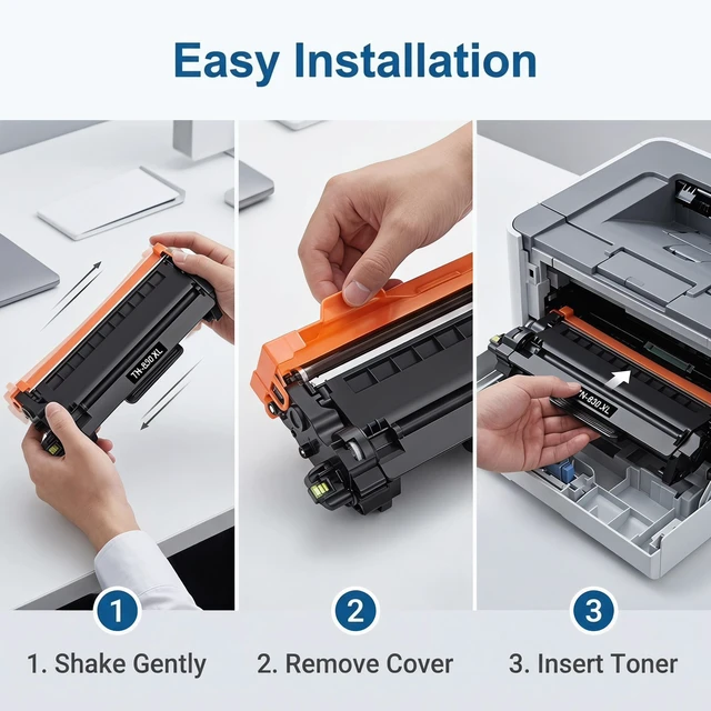 Alt view image 4 of 7 - 5 Pack High Yield TN-830 XL Black Toner Cartridge Compatible for Brother TN830 XL Fits for Brother HL-L2400D HL-L2405W HL-L2460DW HL-L2460DWXL HL-L2865DW MFC-L2820DW MFC-L2820DWXL DCPL2640 3,000 Pages
