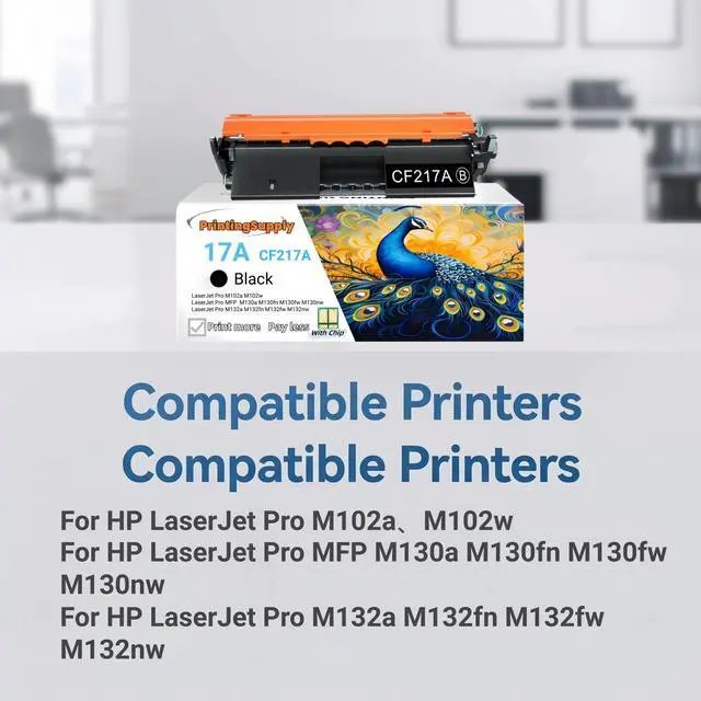 Alt view image 2 of 7 - 17A CF217A Toner Cartridge Compatible for HP 17A CF217A HP LaserJet Pro M102 M102w LaserJet Pro M130a M130fn M130fw M130nw LaserJet Pro M132a M132fn M132fw M132nw 1,600 Pages 1 Pack