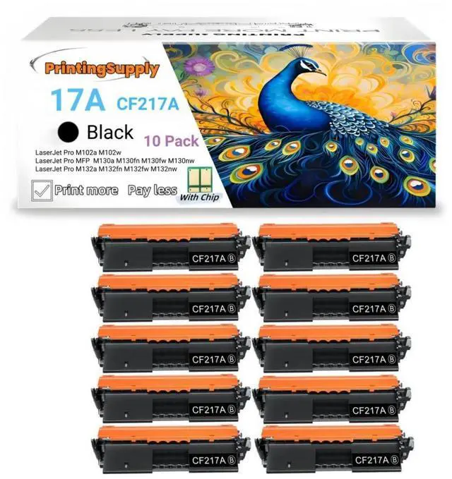 Main image of 17A CF217A Toner Cartridge Compatible for HP 17A CF217A HP LaserJet Pro M102 M102w LaserJet Pro M130a M130fn M130fw M130nw LaserJet Pro M132a M132fn M132fw M132nw 1,600 Pages 10 Pack