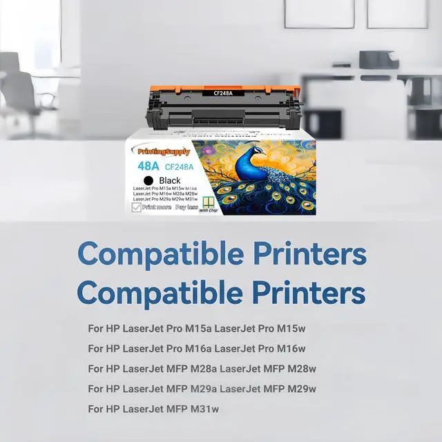 Alt view image 2 of 7 - 48A CF248A Toner Cartridge Compatible for HP 48A CF248A HP LaserJet Pro M15a M15w LaserJet Pro M16a M16w LaserJet MFP M28a MFP M28w LaserJet MFP M29a MFP M29w M31W 1,000 Pages 1 Pack