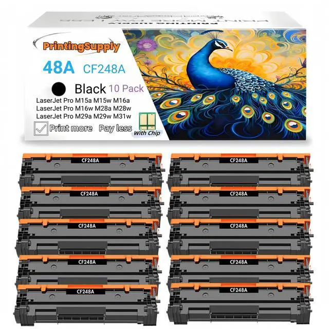 Main image of 48A CF248A Toner Cartridge Compatible for HP 48A CF248A HP LaserJet Pro M15a M15w LaserJet Pro M16a M16w LaserJet MFP M28a MFP M28w LaserJet MFP M29a MFP M29w M31W 1,000 Pages 10 Pack