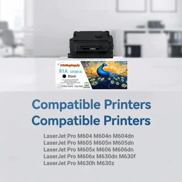 Alt view image 2 of 7 - 5 Pack 81A CF281A Black Toner Cartridge Compatible for HP 81A CF281A, Work with HP LaserJet Enterprise MFP M630h M630dn M630f M630z M604 M605 M606 M630