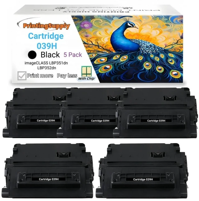 Main image of 5 Pack CRG039H Black High Yield Toner Cartridge Compatible for Canon Cartridge 039H, Fits for Canon imageCLASS LBP351 LBP352 Printer