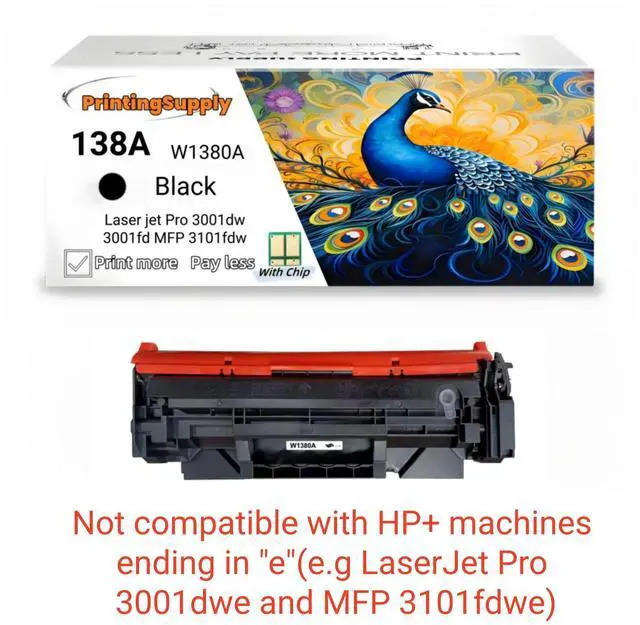 Main image of 1 Pack 138A W1380A Black Toner Cartridge Compatible for HP 138A Laser jet Pro 3001dw Laser jet Pro 3001fdw Laser jet Pro MFP 3101fdw With Chip