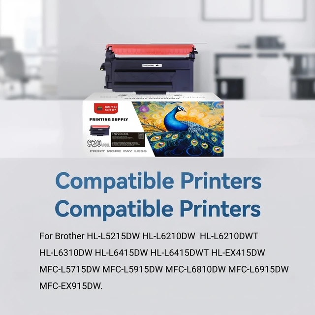 Alt view image 2 of 4 - 10 Pack TN920UXXL Black Toner Cartridge Compatible for Brother TN920 TN920XL TN920XXL TN920 UXXL for Brother HL-L5215DW HL-L6210DW HL-L6210DWT HL-L6310DW HL-L6415DW HL-L6415DWT HL-EX415DW With Chip
