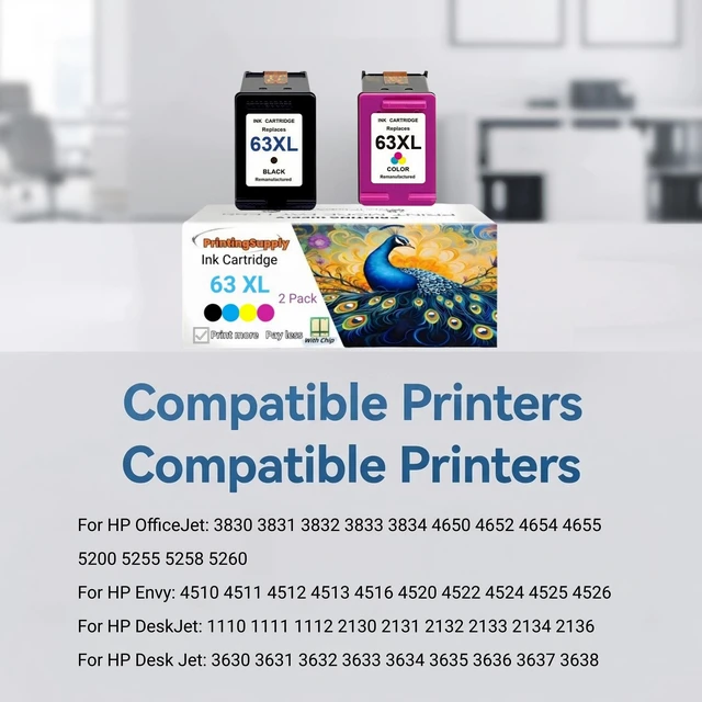 Alt view image 3 of 7 - 63XL 1P Tri-Color Ink Cartridge Compatible for HP 63 XL Compatible with HP OfficeJet 3830 3831 3832 3833 3834 4650 4652 4654 4655 5200 5255 5258 5260 4510 4511 4512 4513 4516 4520 4522 4524 4525 4526