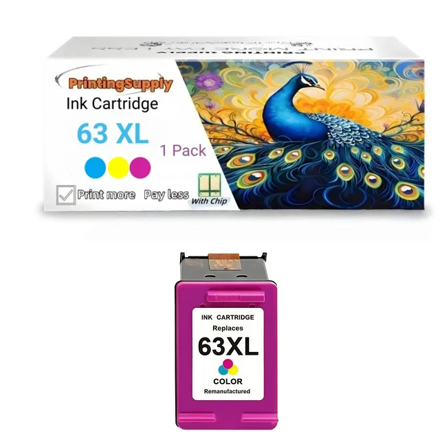 Main image of 63XL 1P Tri-Color Ink Cartridge Compatible for HP 63 XL Compatible with HP OfficeJet 3830 3831 3832 3833 3834 4650 4652 4654 4655 5200 5255 5258 5260 4510 4511 4512 4513 4516 4520 4522 4524 4525 4526